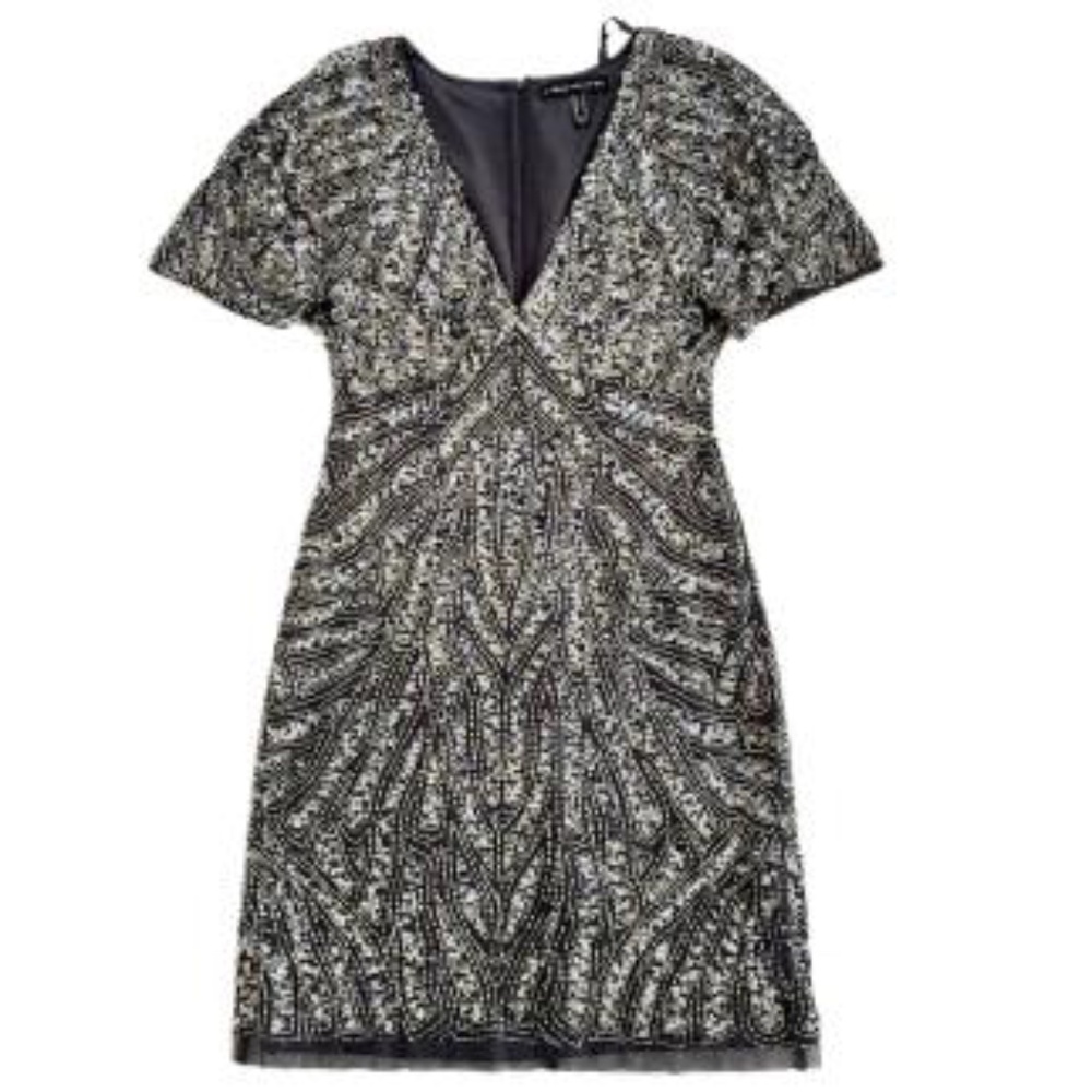 Aidan Mattox V neck cocktail dress Sz 2 sequin